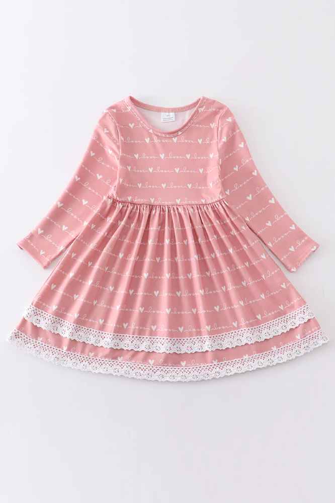 Pink Heart Tiered Dress