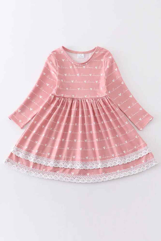 Pink Heart Tiered Dress