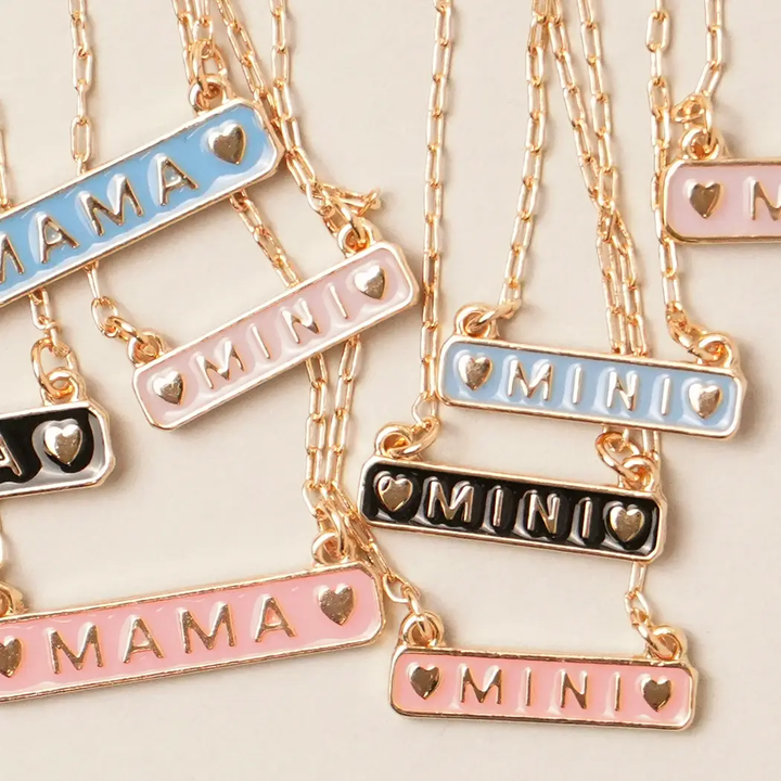 PREORDER: Mama + Mini Enamel Necklace Set in Three Colors