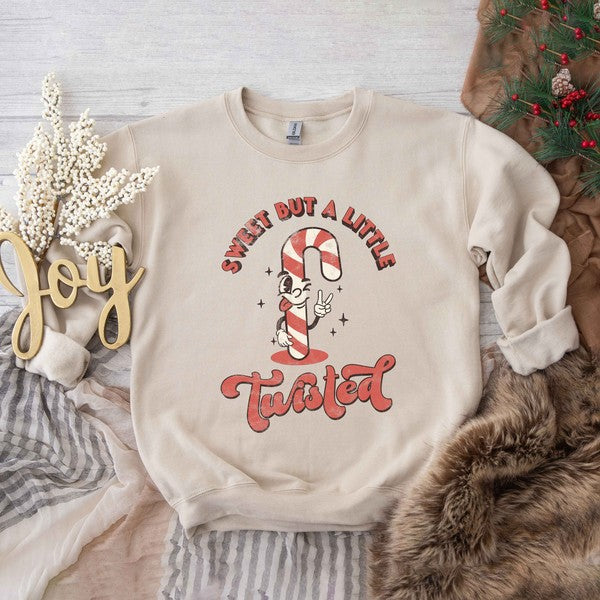 A Little Twisted Candy Cane Graphic Sweatshirt