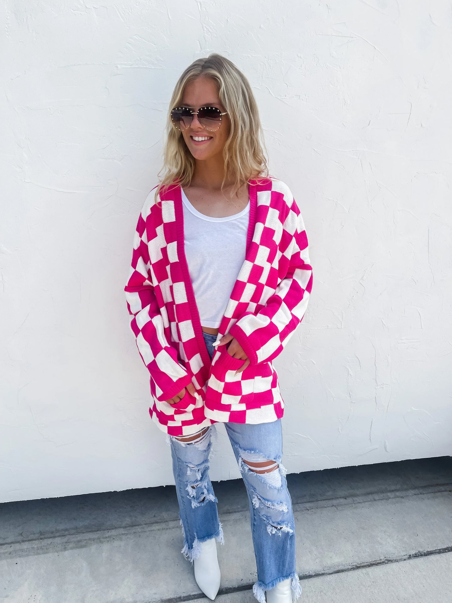 PREORDER: Beverly Checkered Cardigan in Four Colors