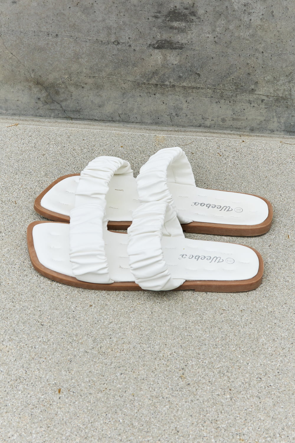 Weeboo Double Strap Scrunch Sandal in White