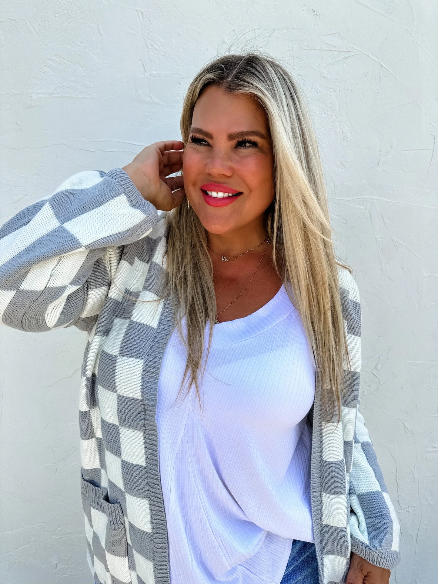 PREORDER: Beverly Checkered Cardigan in Four Colors