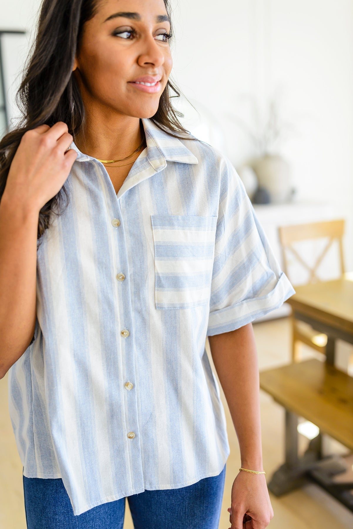 Tailored to Relax Striped Button Down